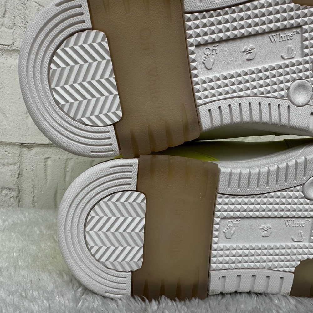 New Off-White Out Of Office Lemon/White Leather Sneakers Size 38 - Picture 13 of 14